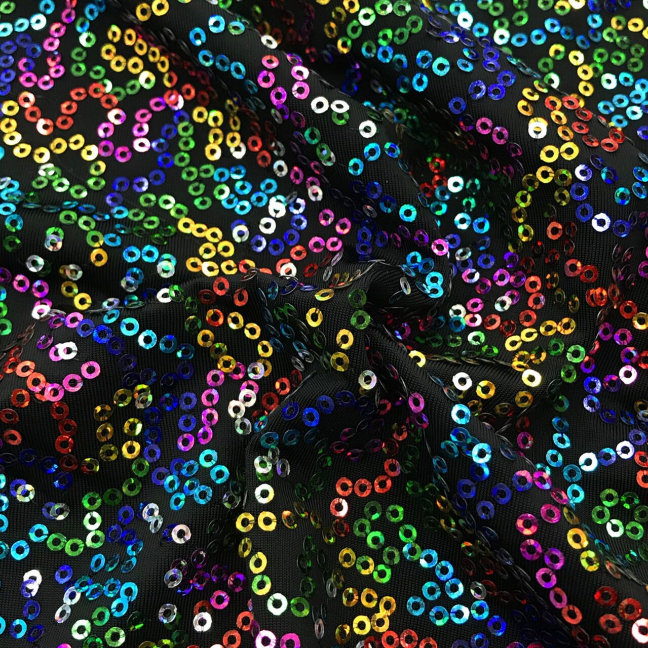 1 Yard Zsa Spa Spandex Sequin Fabric Embroidered Holographic Performance Material